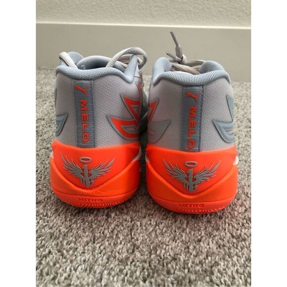 Puma Lamelo Ball MB.02 Gorange Platinum Gray Men\'s Size 10